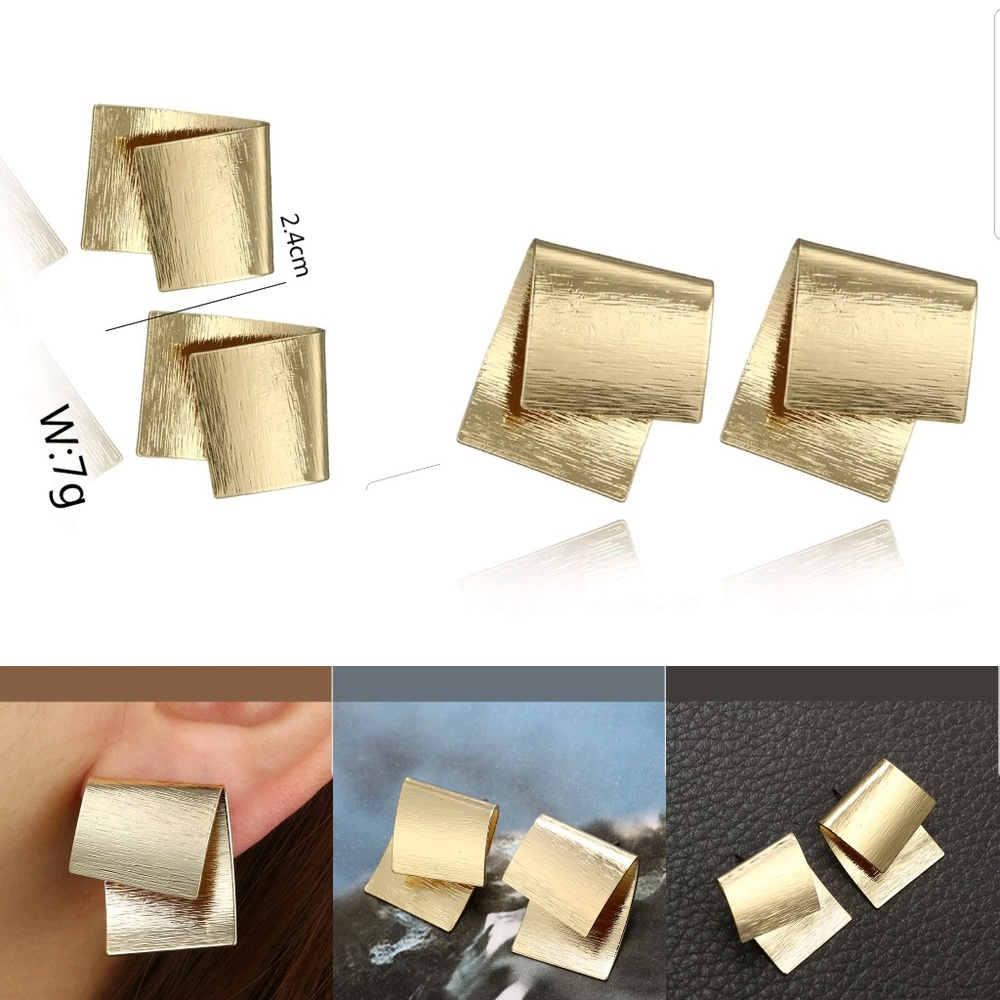 Cool Earrings Folded Block Irregular Geometric